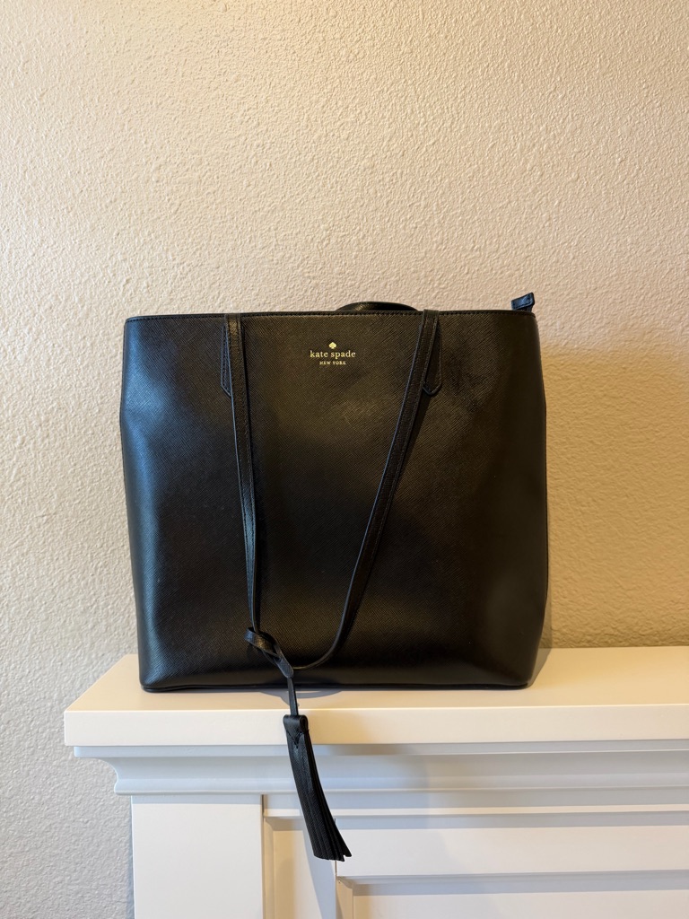 Kate Spade Black Leather Tote With Tassel